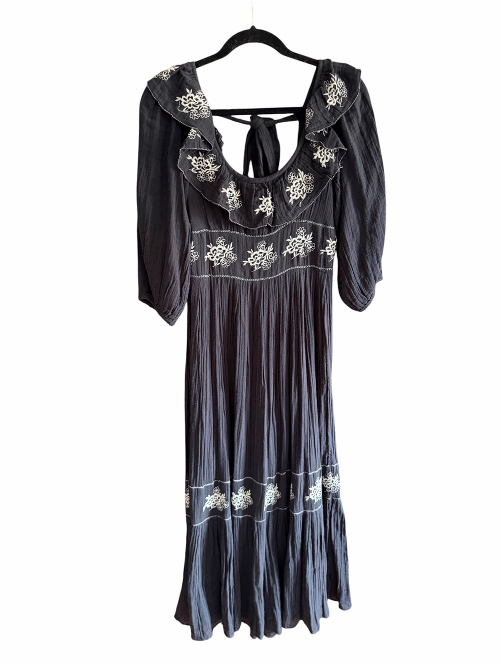 FREE PEOPLE Lovers Lane Maxi Dress Black Embroidered S - Picture 5 of 13